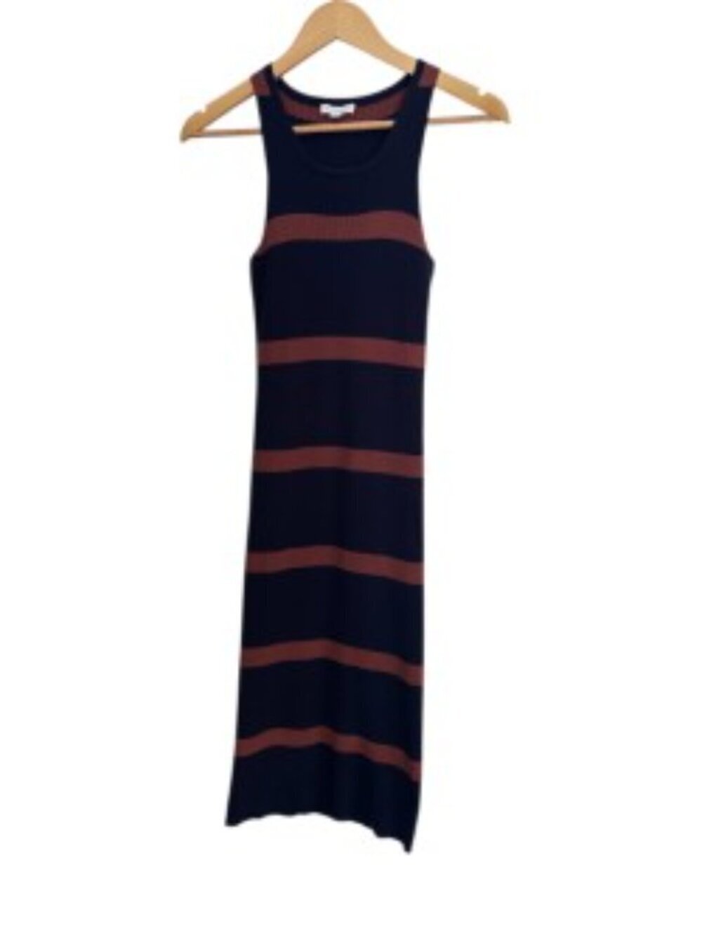 Endless Blu Navy & Brown Striped Tank Dress Small